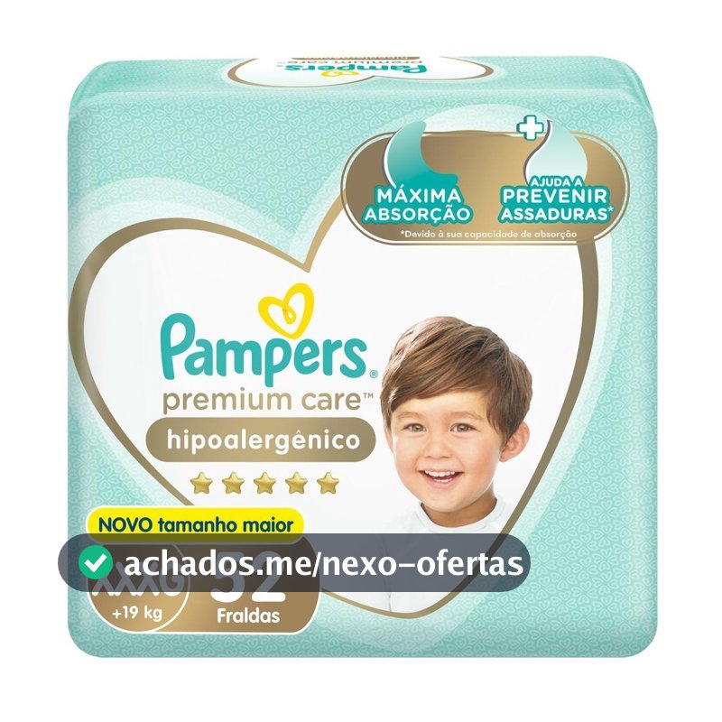 Fralda Pampers Premium Care XXXG com 52un