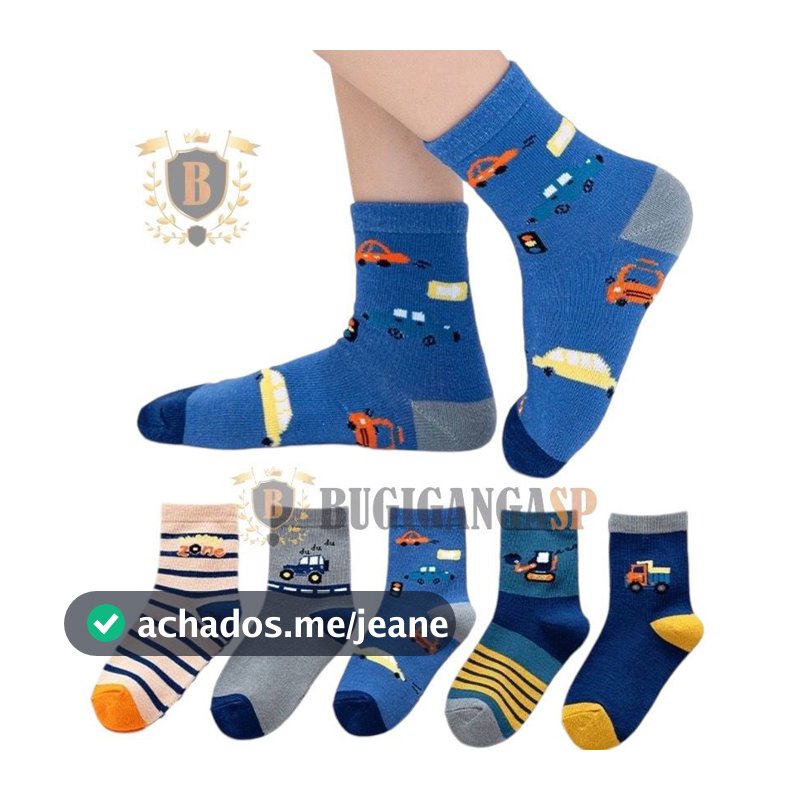 Kit com até 18 Pares Meias Infantil Masculina Estampadas Menino Criança 0 A 10 Anos Confortável