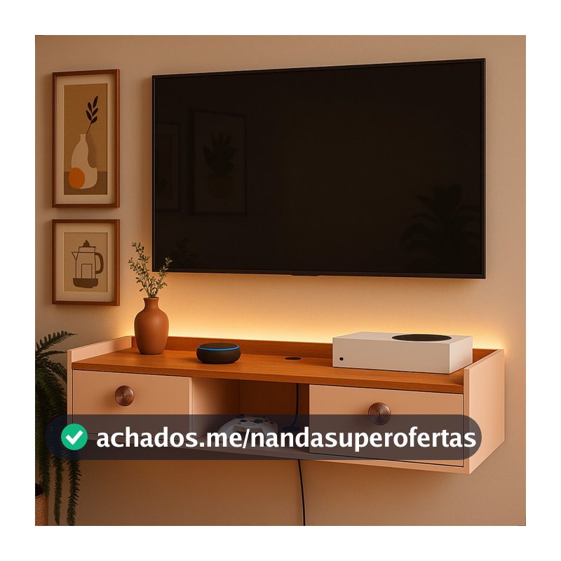 Rack Para Sala Suspensa Tv Home Painel Com 2 Portas Quarto Decoração Raque Aparador - MÓVEIS UP