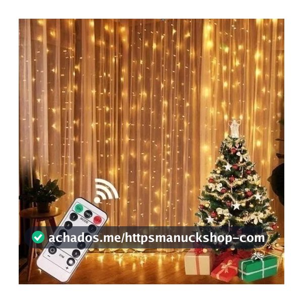 Kit 2 Cortina 300 Leds 3x3 Metros Festa Casamento Eventos Natal Branco Amarelo