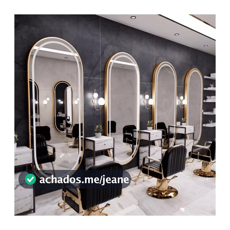 Espelho Temperado Lopazzi Base Reta 170X70 com Suporte de Chão + LED 3 Intensidades Jateado Quarto Sala
