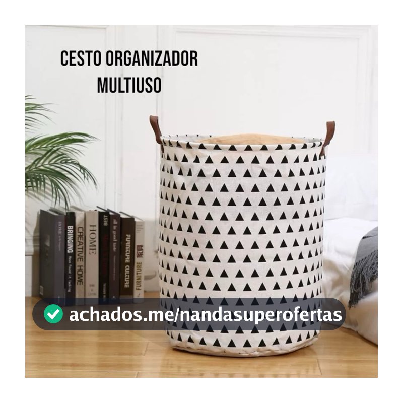 Cesto Organizador Grande Multiuso Dobrável Compacto e Resistente Para Roupa Suja, Brinquedos e Mais