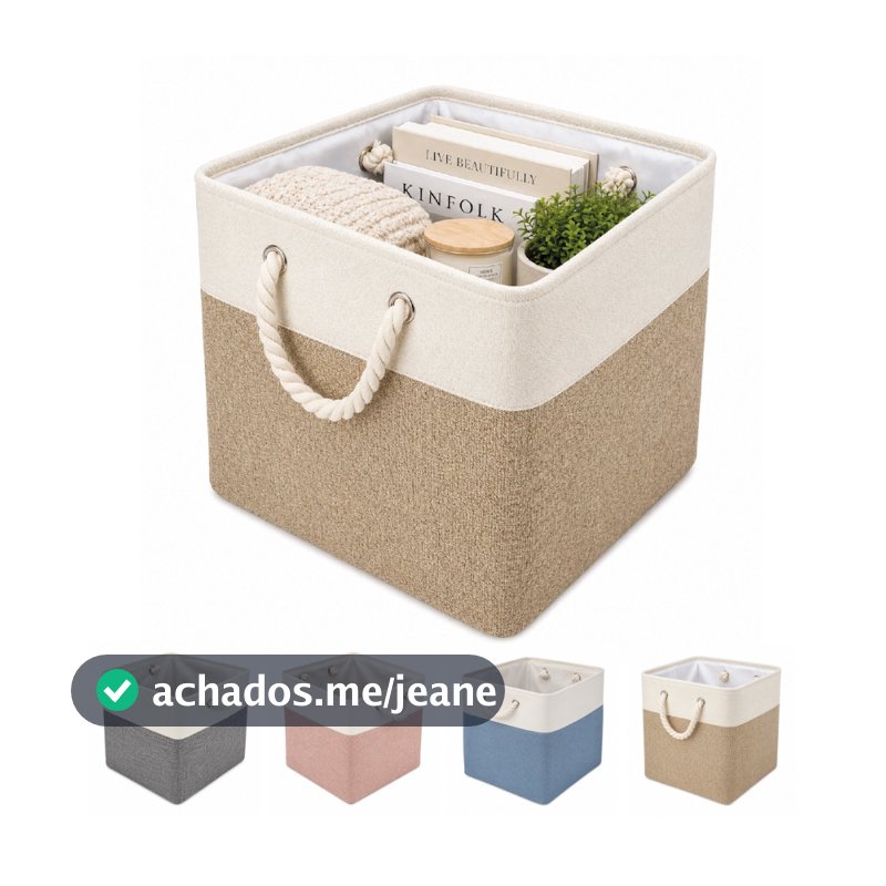 Cesto Organizador Dobrável Multiuso Decorativo Linho Caixa Organizadora Multiuso Easy Decor | 33x33x33cm