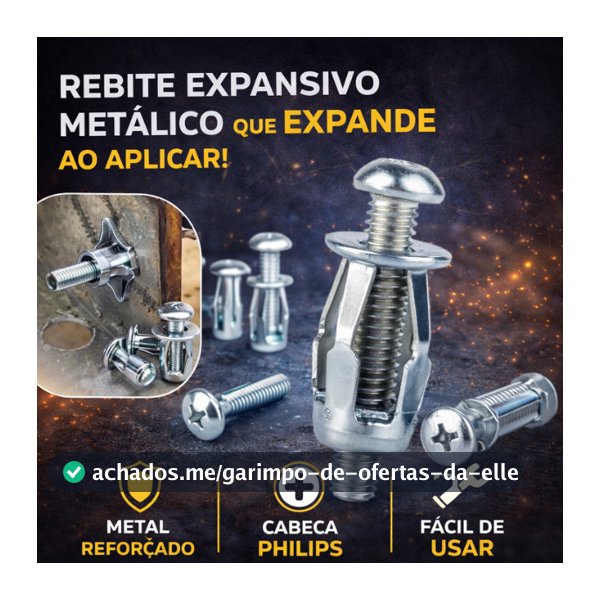Rebite Grampo Parafuso Expansão Metal Philips Reforçado Uso Geral 5 ate 30 Unidades