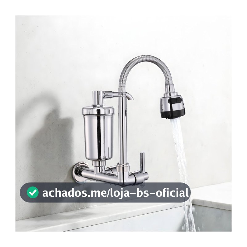 Torneira Multifuncional Com Filtro De Cozinha 360 ° Bico Giratório , Dois Modos De Fluxo De Água E Instalação De Parede