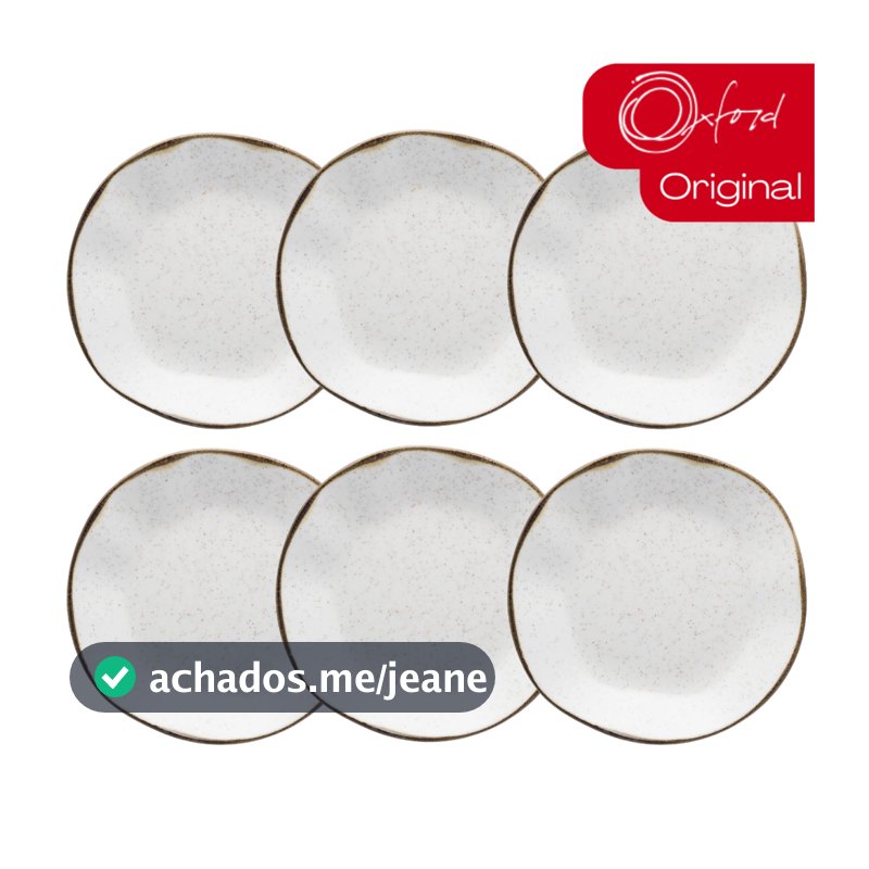 Prato Fundo Ryo Maresia Areia 6 Unidades 22,5cm Oxford Porcelanas