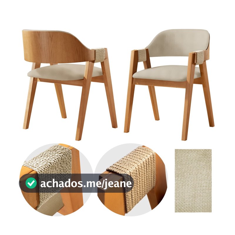 Cadeira de Madeira de lyptus e encosto de laminado de carvalho para Sala de Jantar Premium Estofada Design Moderno