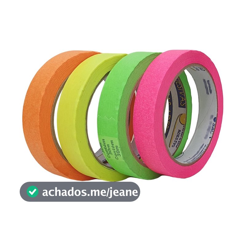 Kit De Fita Crepe Neon Colorida Com 4 Cores De 18mm X 30m