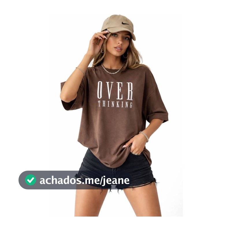 Camiseta Tradicional Feminina Over Thinking estilo de Rua Academia 100% Algodão 30.1 Corte Reto