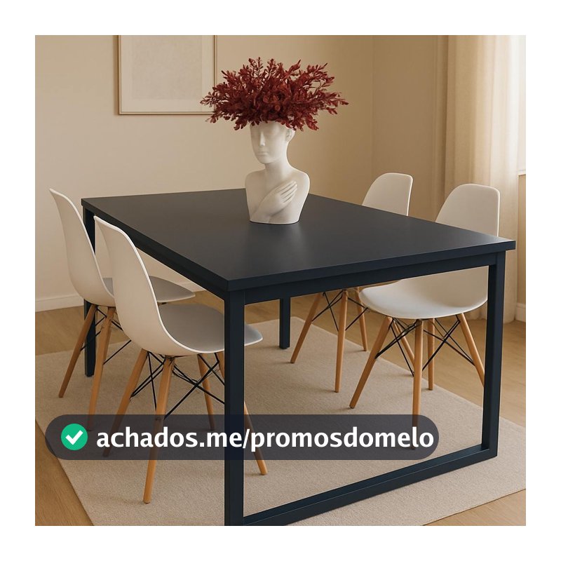 QUEIMA DE ESTOQUE - Mesa de Jantar Estilo Industrial Retangular 120x80 cm com 4 Cadeiras Eames