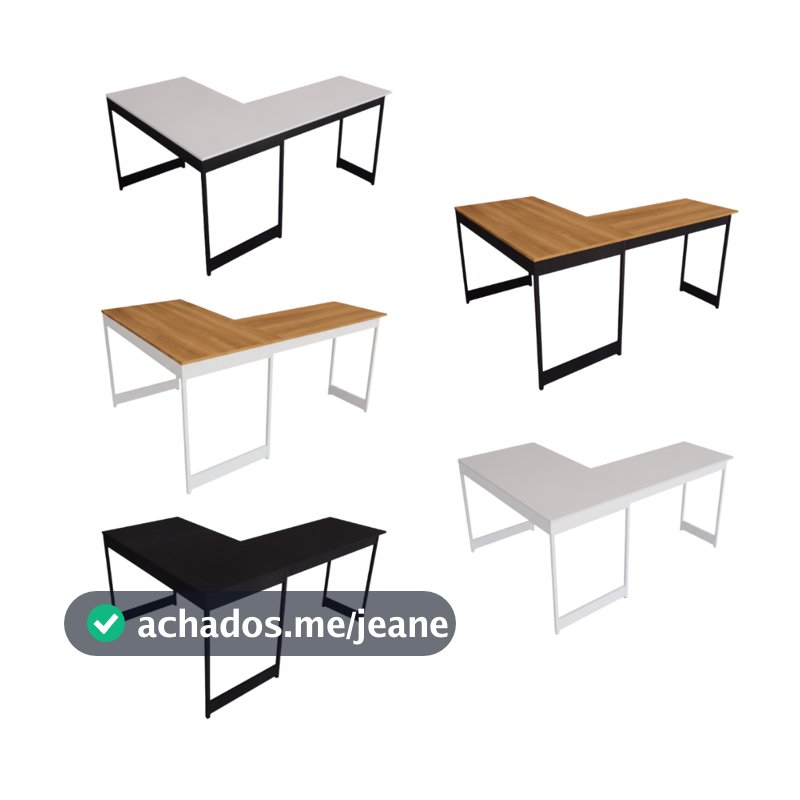 Escrivaninha Mesa De Canto Em L Escritório Home Office Estilo Industrial Beni Camaleão