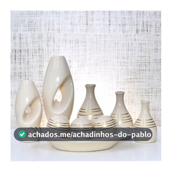 Kit Conjunto 9 Peças Vasos Cerâmica Enfeite Sala Cozinha Completo Decorativas Trio Rack Centro Mesa