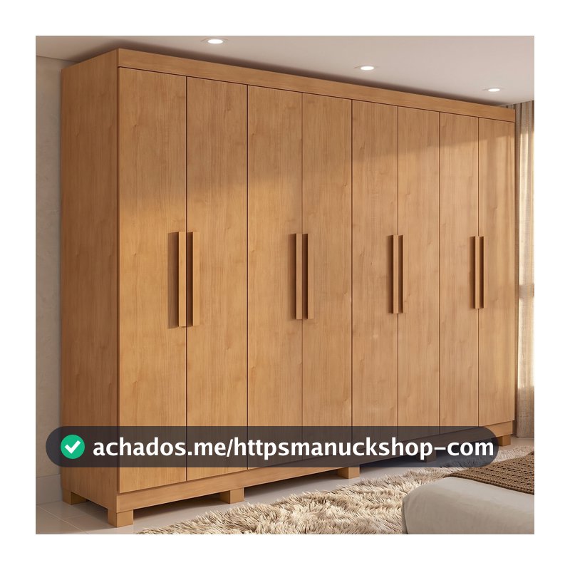 Guarda-roupa Casal Easy Slim 8 Portas Com Pés Amendoa Clean