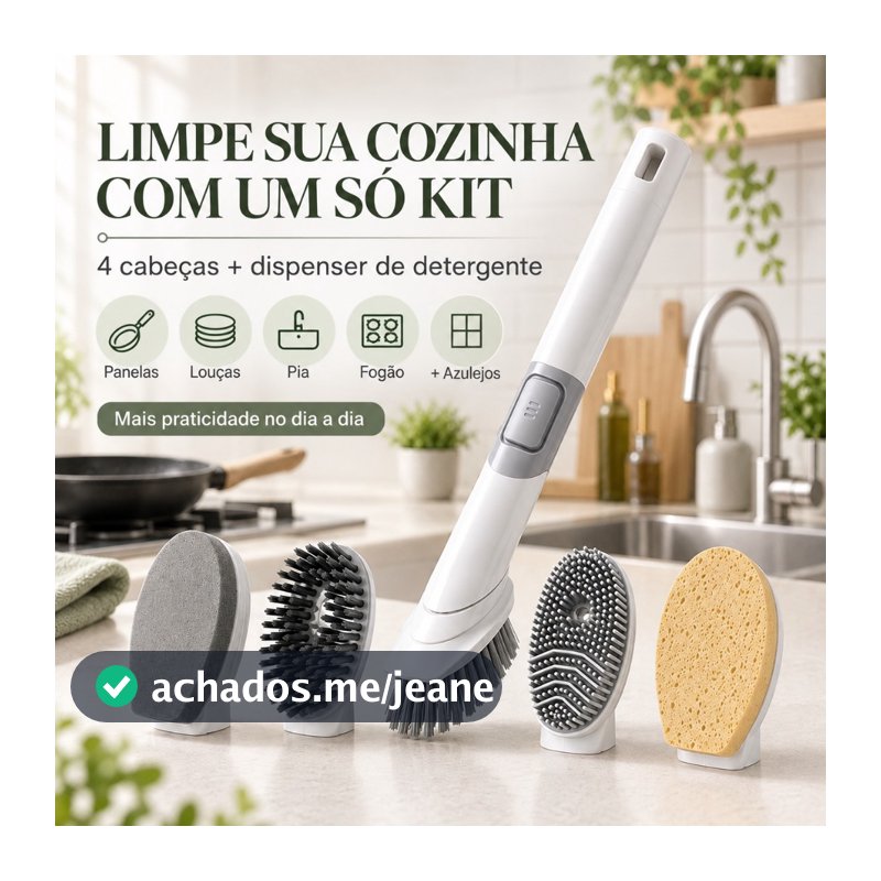 Escova De Limpeza Cozinha 4 Em 1 Com Dispenser De Detergente Para Panelas Louças Pia