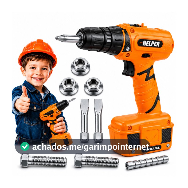 Ferramenta Infantil Parafusadeira Brinquedo Pilha Gira de Verdade