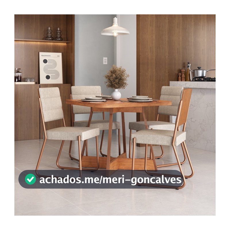 Conjunto Sala de Jantar 4 Cadeiras Charlotte Carraro Nogal
