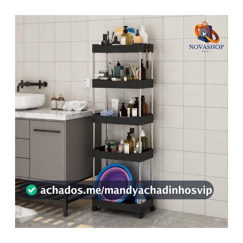 Organizador Móvel Com 4 Prateleiras Para Diversos Itens Com Rodinha