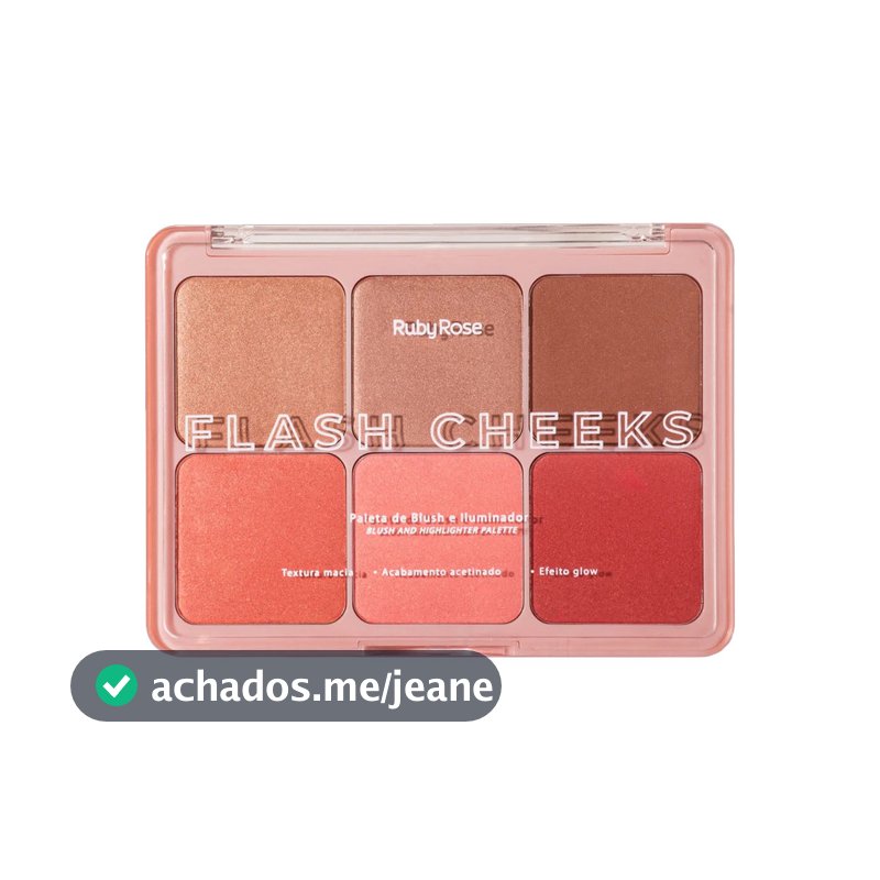 Paleta de Blush e Iluminador Ruby Rose Flash Cheeks Hbm1000