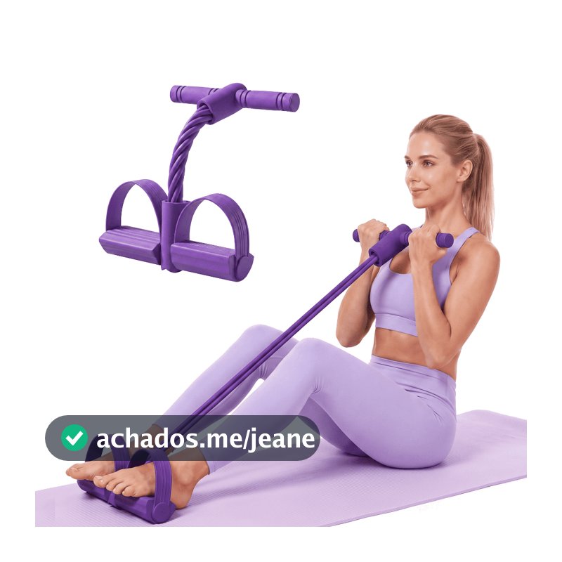 Tensor de Pedal multifuncional roxo, 4 tubos, elástico, treinamento de corpo inteiro, Fitness em casa, portátil