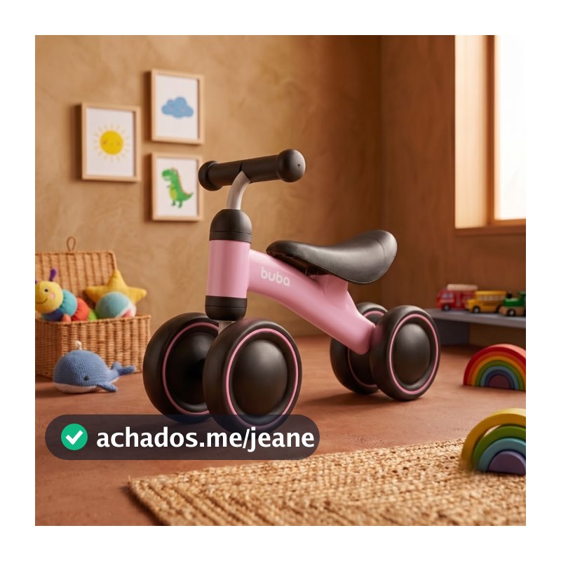 Bicicleta Equilíbrio Buba 4 Rodas Rosa Menina Infantil Menino Andador Sem Pedal Mini Bike Bicicletinha