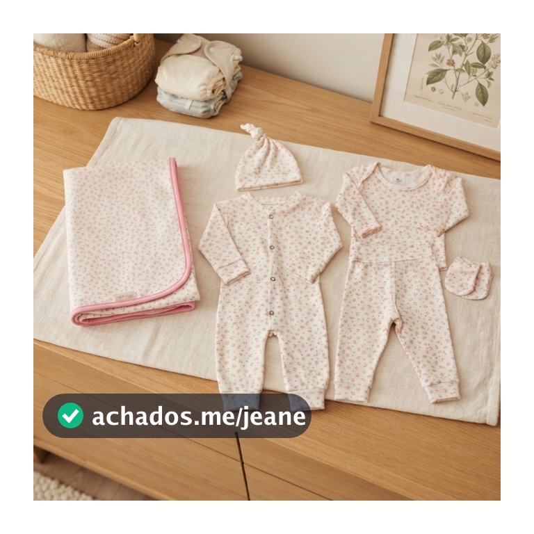 Kit Maternidade Bebê Menina 06 Peças Estampa Floral Delicada 100% Algodão Premium Conjunto Completo