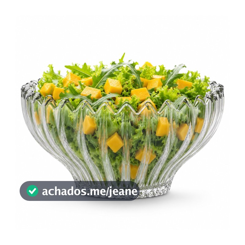 Saladeira De Vidro Grosso Transparente Brazilia 23,00 X 12,50 Cm Tigela Bowl Para Sobremesa Ingá