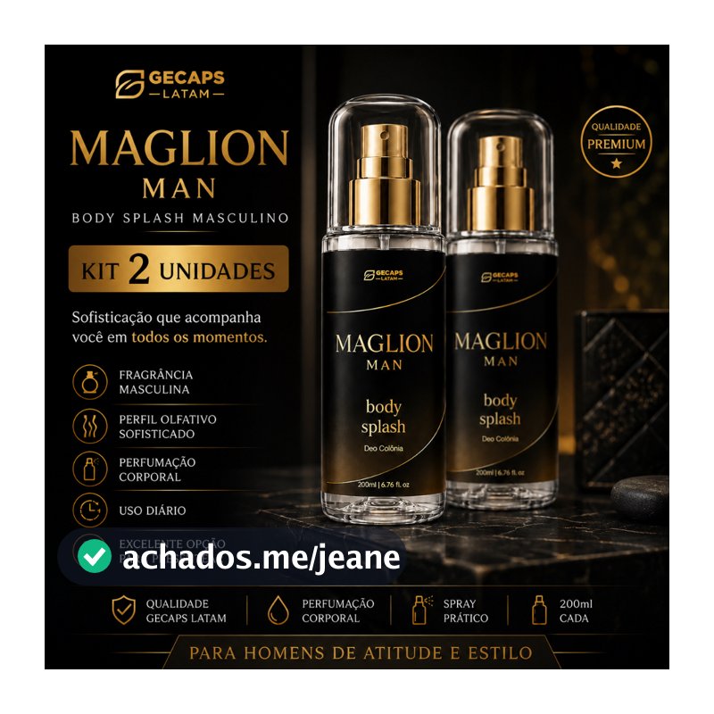 Kit 2 Maglion Man Body Splash Masculino 200ml | Perfume Corporal Premium | Gecaps Latam