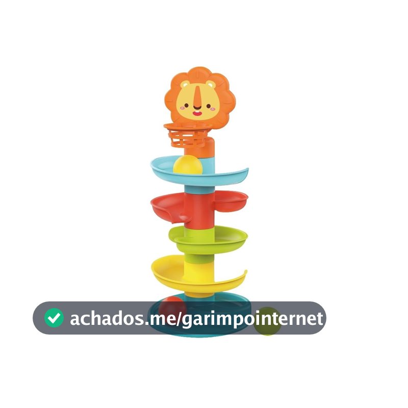 Brinquedo Educativo Bebê Torre Espiral 3 Bolinhas Chocalho Cesta Interativa Slide Maxi Baby