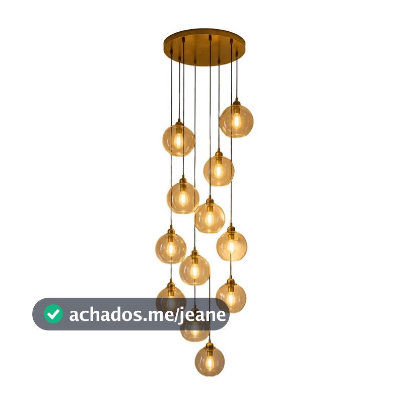Lustre Pendente Luar 12 Globos Base 70 Cm Pe Direito Alto Luminaria De Teto Moderno Sala De Jantar
