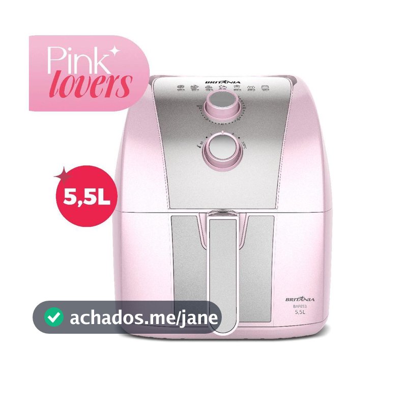 Air Fryer Rosa Britânia 5,5L Cesto Pinkstone 1500W BAFE53