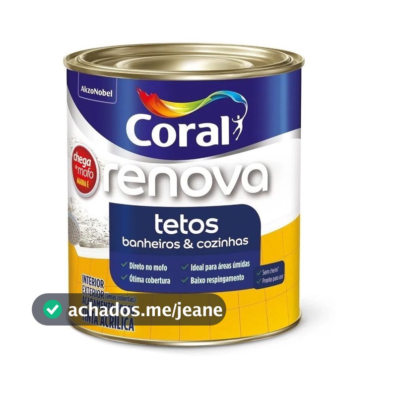 Tinta Branca Chega De Mofo Para Tetos Banheiro E Cozinha 900ml coral