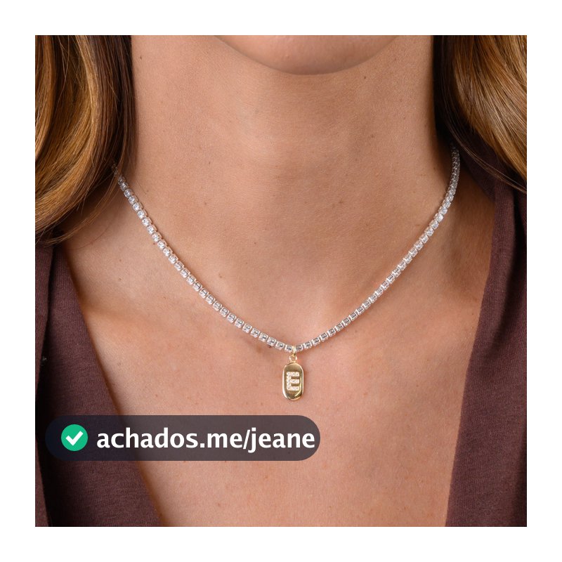 Colar RIVIERA PLAQUINHA de Letra com Banho em Ouro 18k e Prata 925