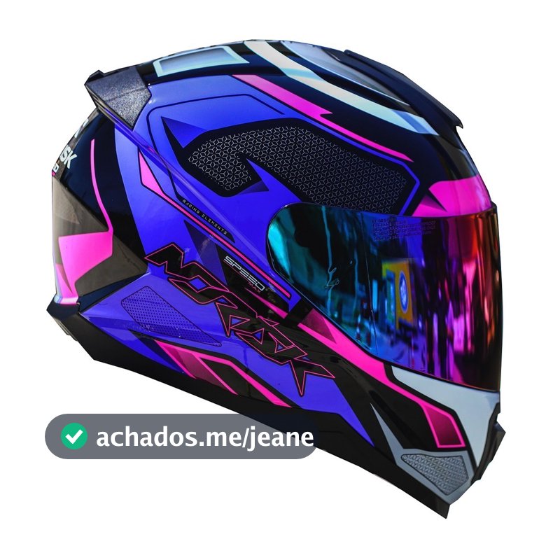 Capacete Moto Feminino Masculino Norisk Razor Speedmax Rosa Roxo Esportivo