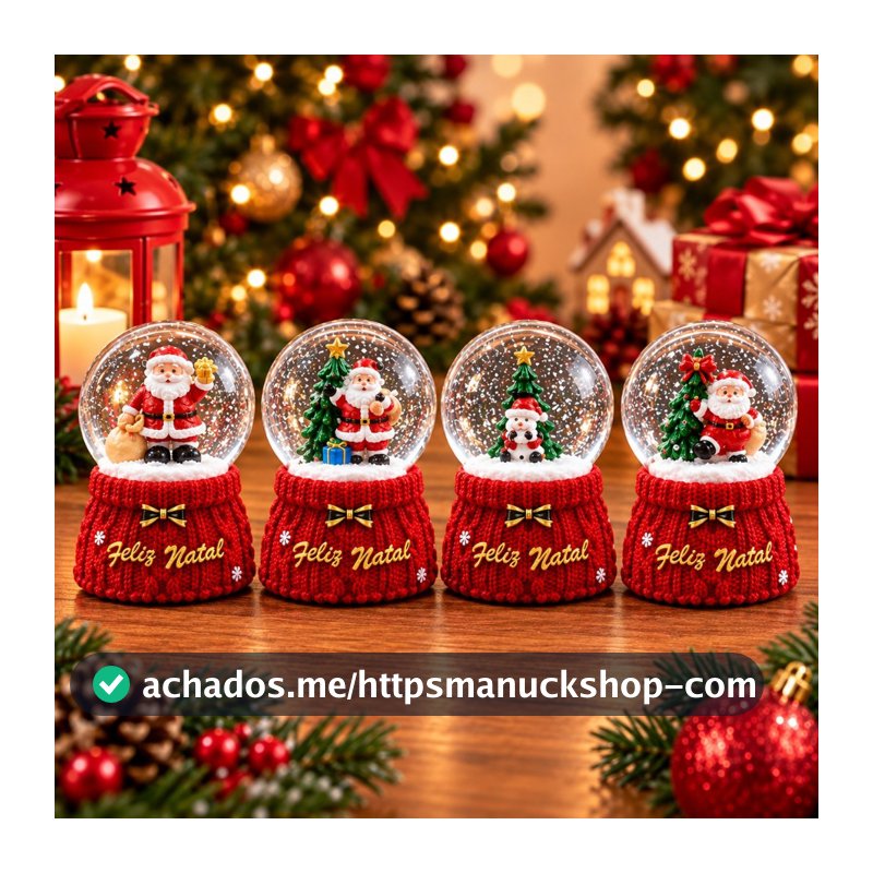 Globo de Neve Natalino Com Luzes Enfeite de Natal 9CM Com LED Decoração De Natal