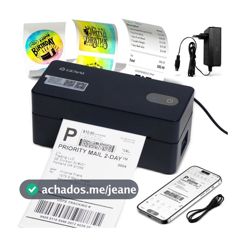 Impressora Térmica De Etiqueta Adesiva 110mm Usb E Bluetooth SEM FIO 203DPI