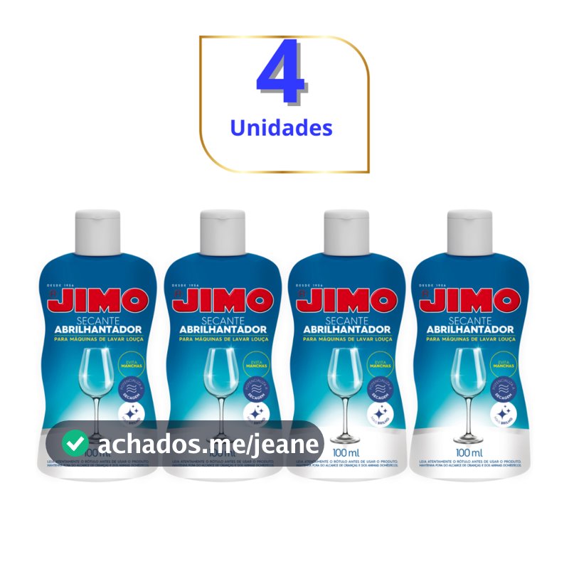 4x Secante Lava Louça Jimo Abrilhantador 100ml