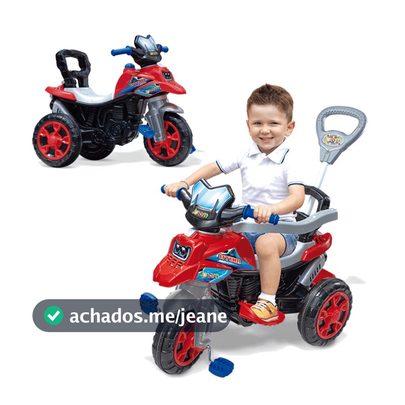 Moto Trail Infantil 2 em 1 Maral com Pedal e Empurrador Vermelha
