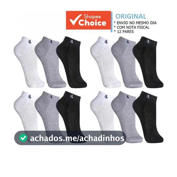 Kit 6 Pares De Meias De Algodão Para Homens E Mulheres – Corte Curto Confortável Preto \ Branco Cinza Meia