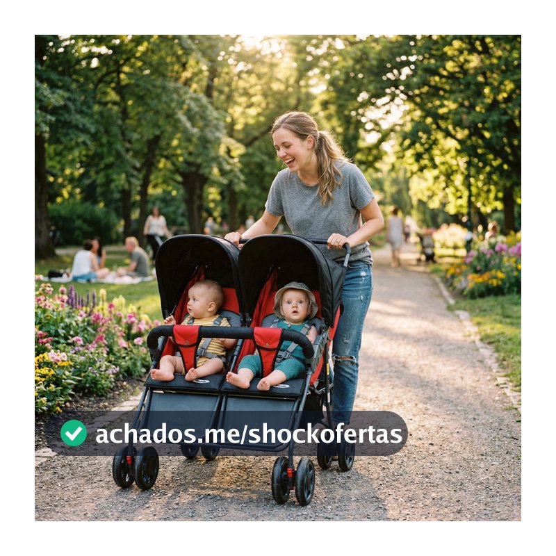 Carrinho de bebê gêmeos para passeio reclinável 5 posições 81cm até 15kg fácil de guardar - Hércules