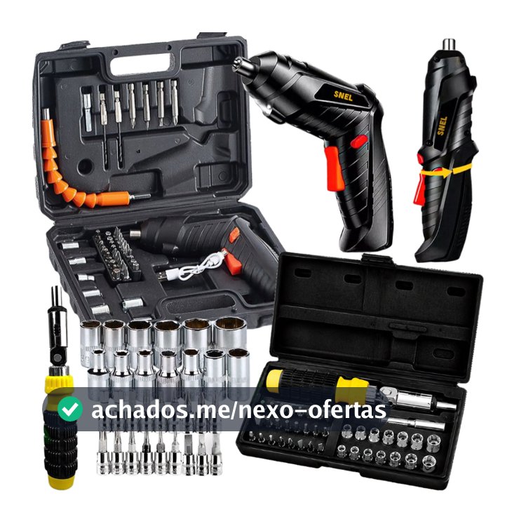 Parafusadeira Chave Fenda a Bateria Speed Pró Compacta C/Led Bits E Carregador + chave catraca Bits