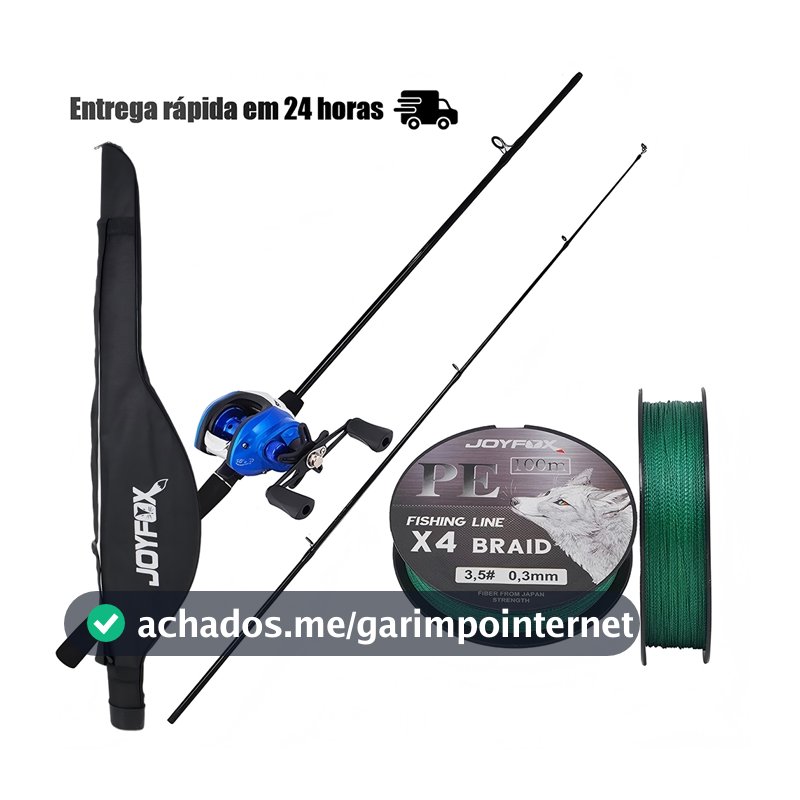 Kit Pesca Esportiva Completo: Vara 1,65m + Carretilha 17+1 Rolamentos Drag 8kg + Linha Multifilamento 100m + Bolsa