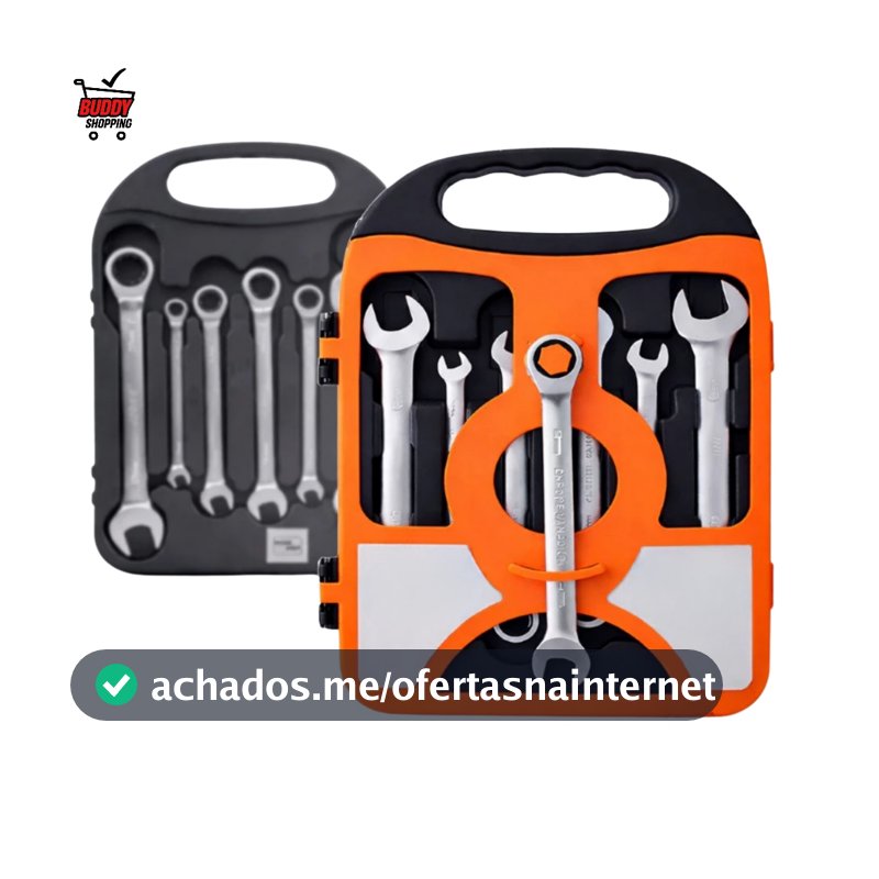 Jogo De Chaves Combinadas Com Catraca 7 Peças Aço Profissional 8mm A 19mm Kit Completo Manutenção LUATEK LWJ-2224