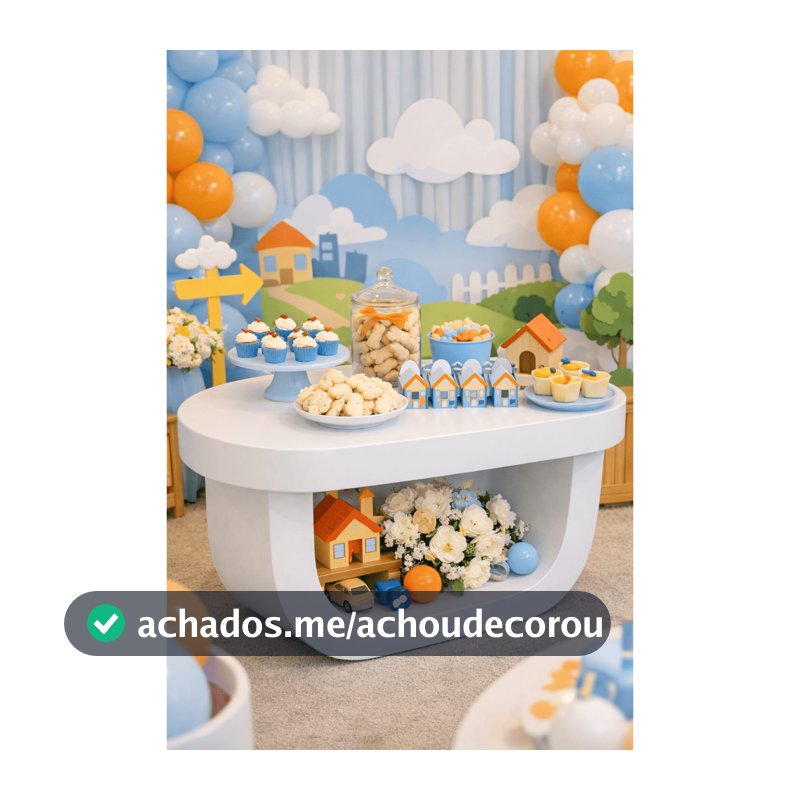 Mesinha Loop MDF Cru e Pintado Orgânica - Decoração de Festa Pegue e Monte