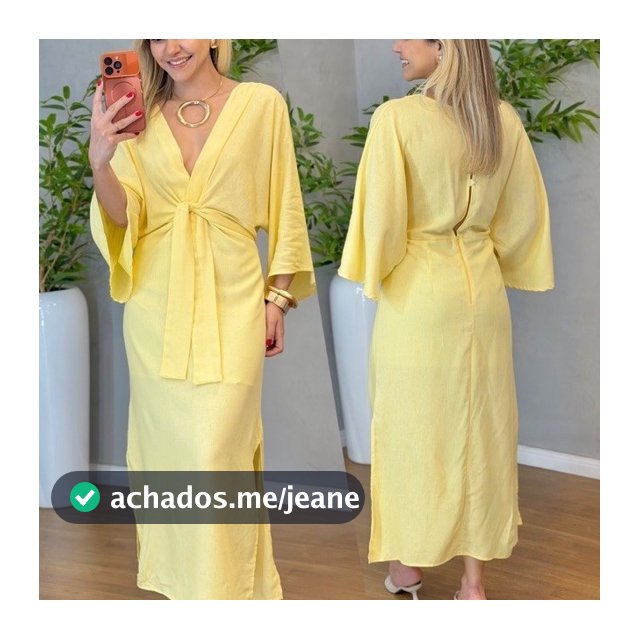 VESTIDO LINHO MIDI ELEGANTE FLUIDO FEMININO BATIZADO CASAMENTO MANGA MORCEGO