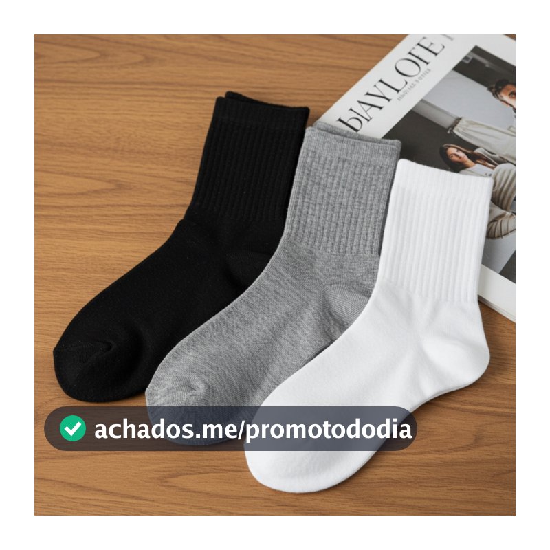 Par de Meias Classic Cano Médio Masculina Feminina Unissex Sortida
