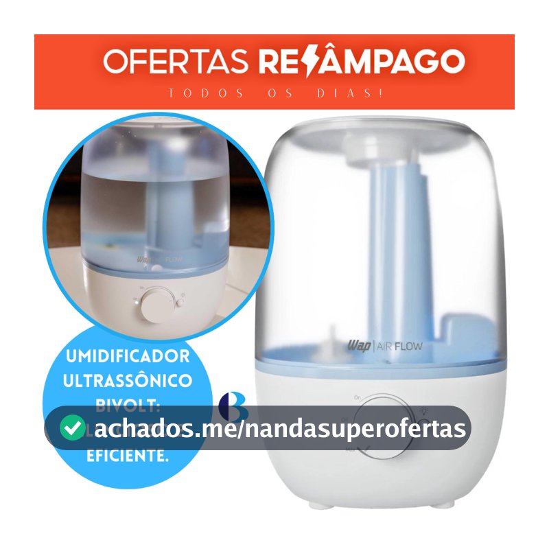 Umidificador De Ar WAP Air Flow U2 Ultrassônico Bivolt Silencioso Com Grande Capacidade E Econômico