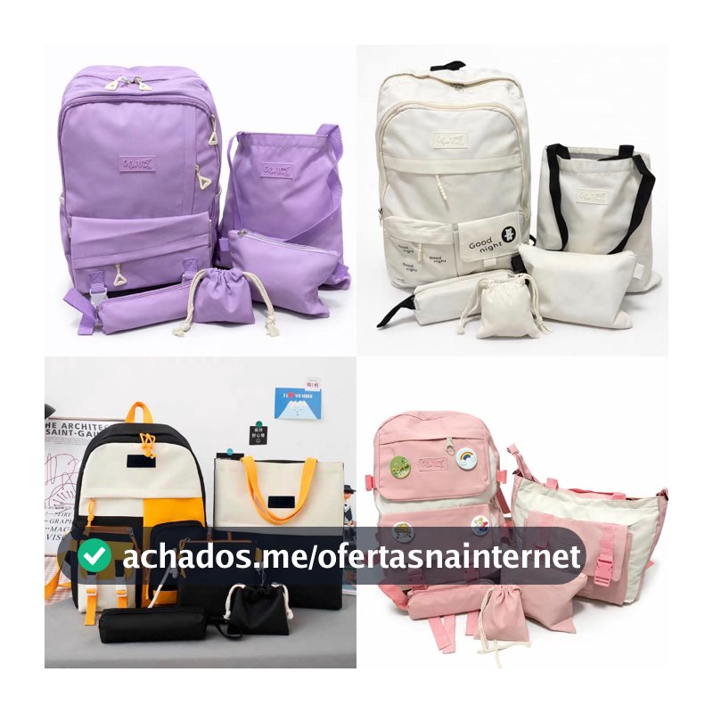Mochila Escolar kit 5 peças Leve Grande Unissex  Mochila Feminina Faculdade Coreana Universidade