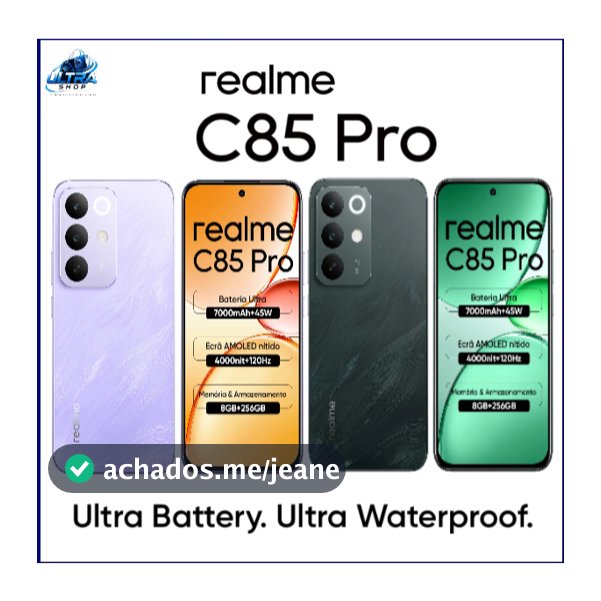 Smartphone Realme C85 PRO 256GB de Armazenamento 8GB de RAM NFC Dual SIM Bateria 7000mAh Tela AMOLED 6,8"