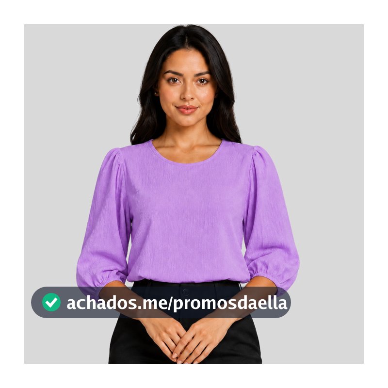 Blusa Feminina Manga 3/4 Gola Redonda Tecido Duna Soltinha Elegante Social Casual Trabalho Moda Evangélica – R&J