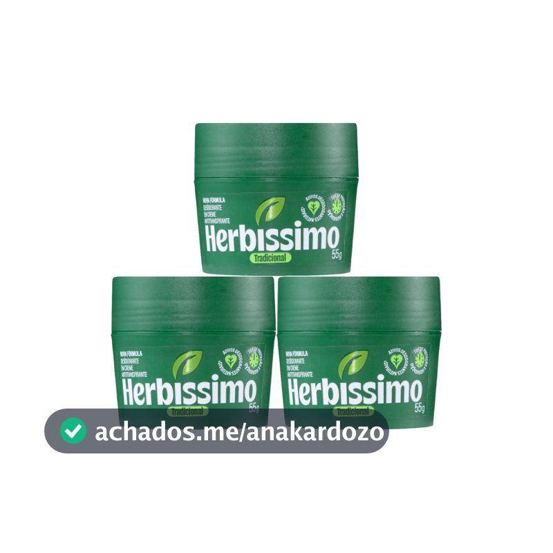 Kit Desodorante Em Creme Antitranspirante Herbíssimo Tradicional 55g (3 unidades)